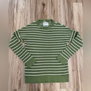 REI COOPERATIVE WALLACE WAFFLE GREEN CREAM WOMENS SWEATER PULLOVER SZ SMALL